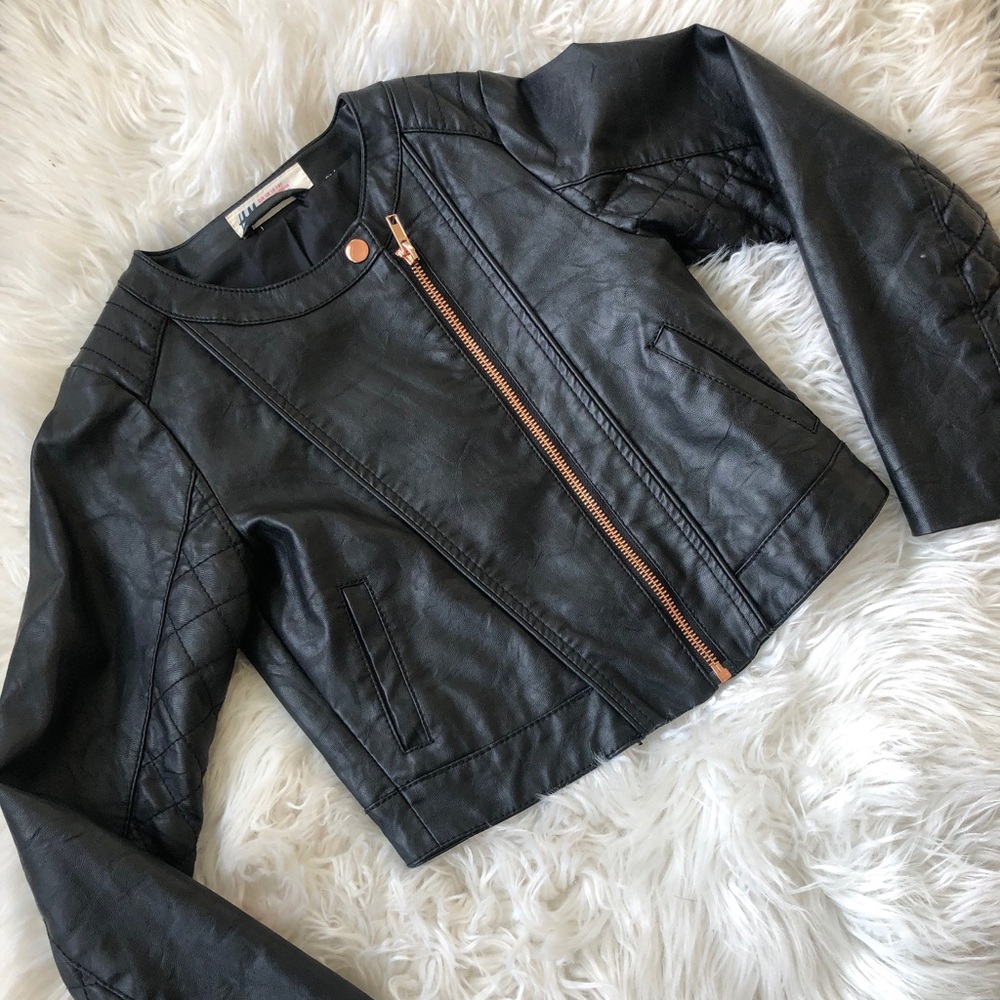 H&M girls black leather jacket